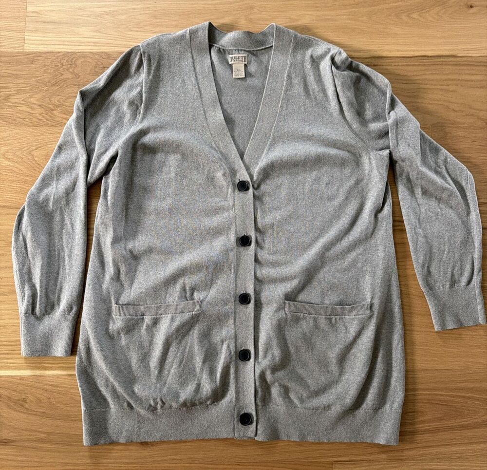 Duluth Trading Gray Long Sleeve Button Front Cardigan Sweater Women XXL Pockets - Picture 7 of 12